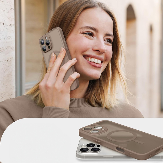 Θήκη για iPhone 16 Pro, για MagSafe, ERBORD Μatt Case, desert titanium + Γυαλί οθόνης