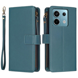 Θήκη με πτερύγιο για Xiaomi Redmi Note 13 Pro 4G / Xiaomi Redmi Note 14S / Xiaomi Poco M6 Pro 4G, Wallet Zipper Pocket, πράσινη