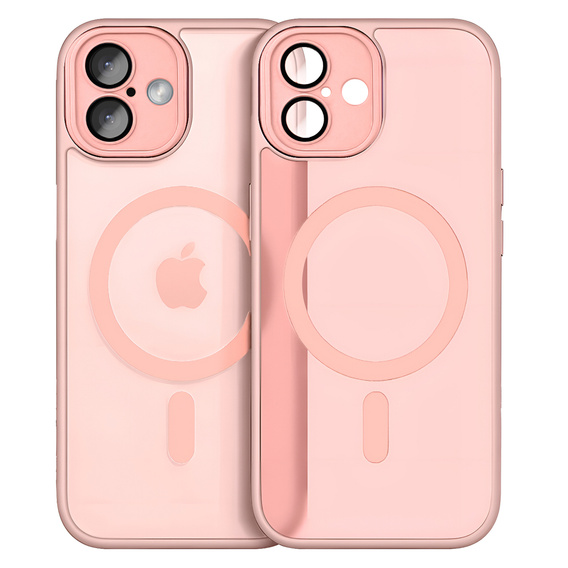 Θήκη για iPhone 16, για MagSafe, ERBORD Μatt Case, ροζ + Γυαλί οθόνης