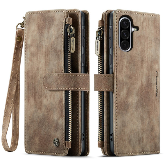 Η θήκη CASEME για Samsung Galaxy A56 5G, Leather Wallet Cash and Card Slots, με λουράκι, καφέ 