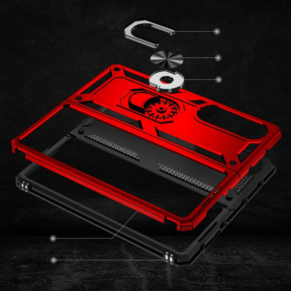 θωρακισμένη θήκη για Samsung Galaxy Z Fold 4 5G, Nox Case Ring, κόκκινη