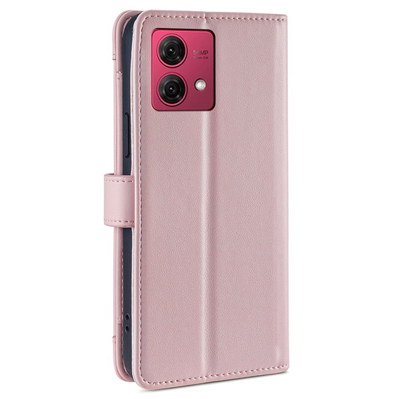 Θήκη με πτερύγιο για Motorola Moto G84 5G, Wallet Zipper Pocket, ροζ