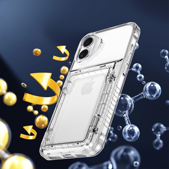 Θήκη για iPhone 16, Card Holder Kickstand, διαφανής