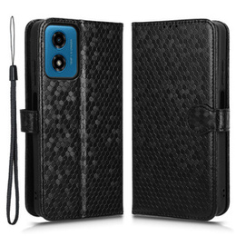 θήκη πτερύγιο για Motorola Moto G24 / G24 Power / G04, Wallet Rhombus, μαύρη