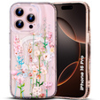 Μαγνητική θήκη με floral laser σχέδιο για iPhone 16 Pro