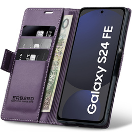 Θήκη για Samsung Galaxy S24 FE, ERBORD Glossy Litchi, πορτοφόλι με πτερύγιο, μωβ