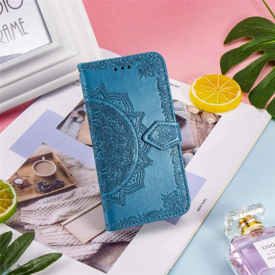 Θήκη με πτερύγιο για Motorola Moto G85, Mandala, μπλε