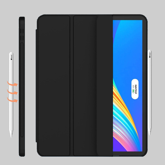 Θήκη για iPad Pro 12.9" 2022/2021/2020 (6/5/4 gen.), Smart Pencil, με υποδοχή γραφίδας, μαύρη