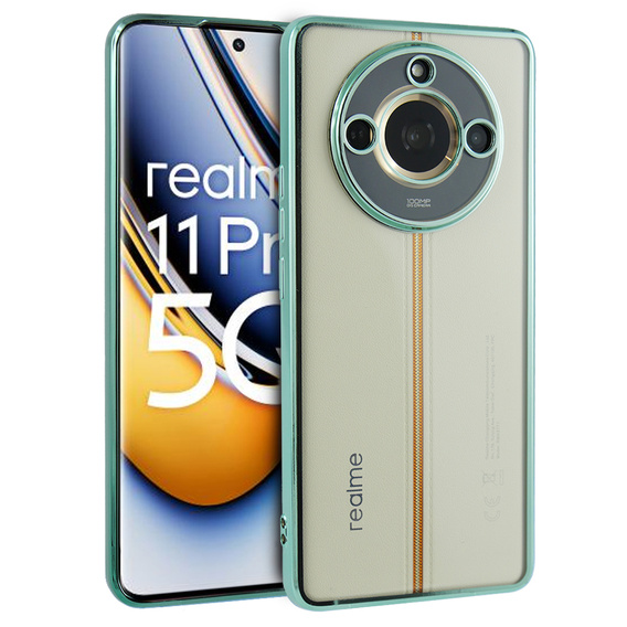 Η θήκη για το Realme 11 Pro 5G / Pro+ 5G, Electroplating Frame, διαφανής / πράσινη