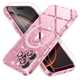 Θήκη για iPhone 16 Pro, ERBORD Glitter MagSafe, ροζ + Γυαλί οθόνης