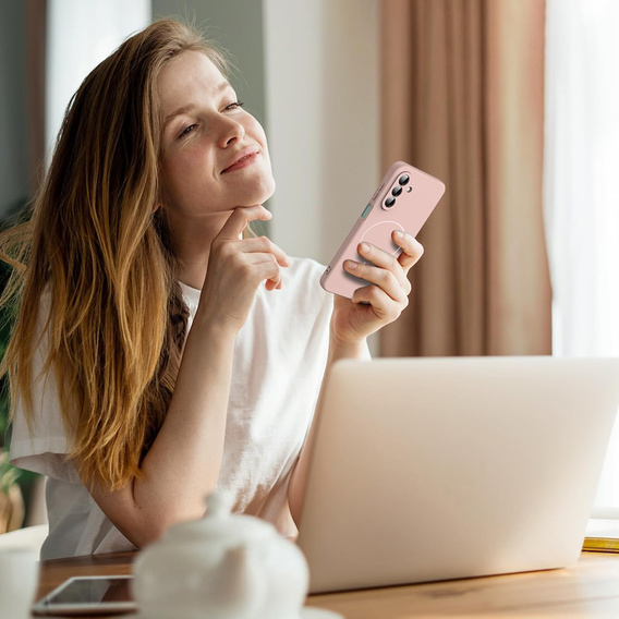Θήκη σιλικόνης για Samsung Galaxy A17 5G, για MagSafe, ροζ