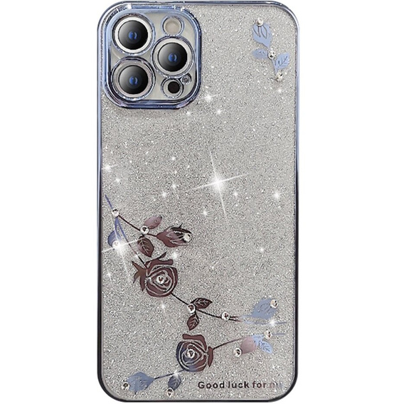 Θήκη για iPhone 13 Pro, Glitter Flower, μπλε