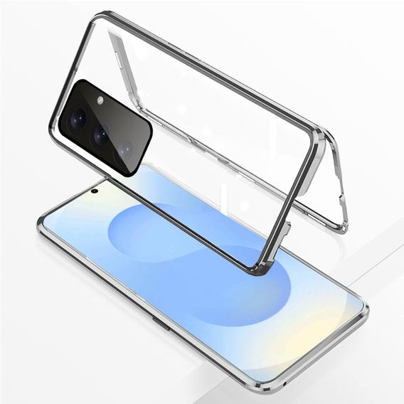 θήκη για το Samsung Galaxy S25+ Plus, Magnetic Dual Glass, ασημένια