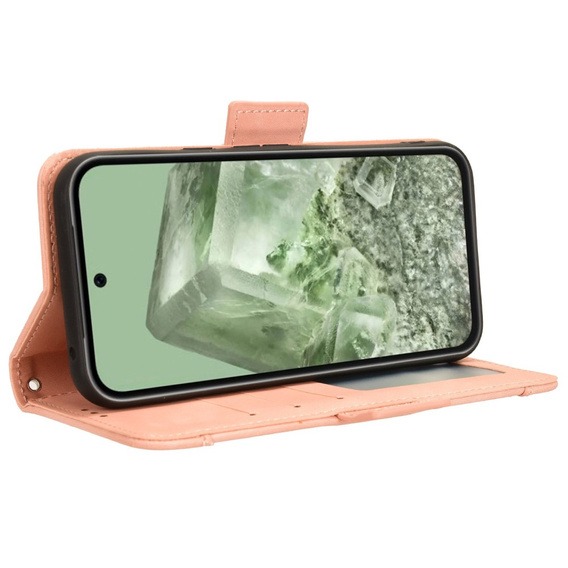 Θήκη με πτερύγιο για Google Pixel 8A, Card Slot, ροζ