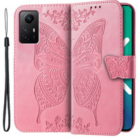 Θήκη με πτερύγιο για Xiaomi Redmi Note 12S, Butterfly, ροζ