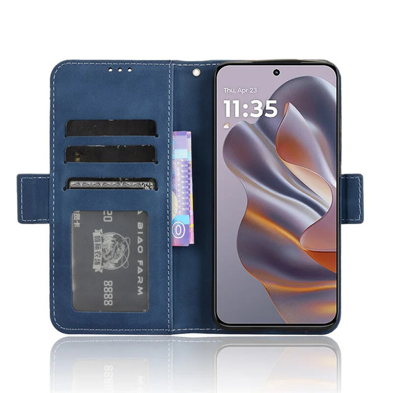 Θήκη με πτερύγιο για Motorola Edge 50 Neo / Motorola ThinkPhone 25, Card Slot, σκούρο μπλε