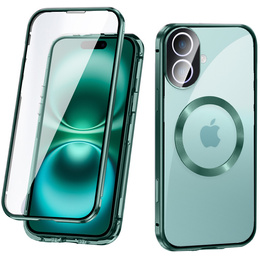 Μαγνητική θήκη MagSafe Dual Glass για iPhone 16, πράσινη