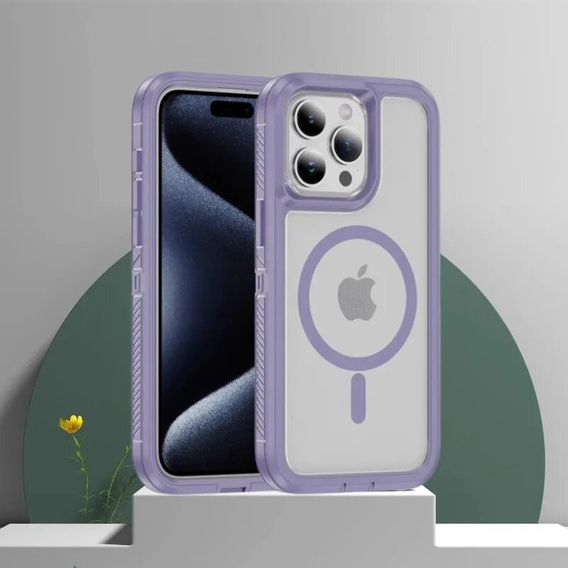 Θήκη με πλαίσιο για iPhone 13 Pro, για MagSafe, διαφανής / βιολετί