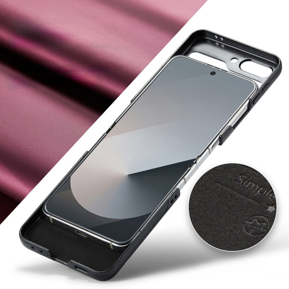 Θήκη για Samsung Galaxy Z Flip7 FE / Z Flip6, CASEME Litchi Leather, κόκκινη