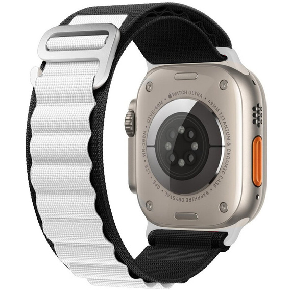 Λουράκι νάιλον για Apple Watch 1/2/3/4/5/6/7/8/SE/ULTRA 42/44/45/49mm, μαύρη / λευκή