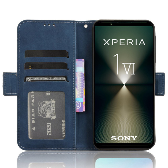 Θήκη με πτερύγιο για Sony Xperia 1 VI, Card Slot, σκούρο μπλε