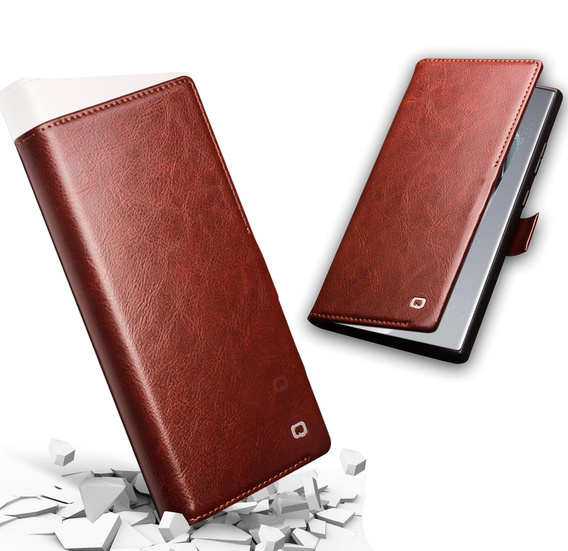 θήκη flip για Samsung Galaxy S25 Ultra, QIALINO Leather Wallet, σκούρο καφέ