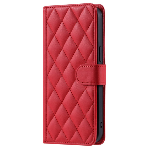 θήκη πτερύγιο για iPhone 16 Plus, Rhombus Crossbody Leather, κόκκινη