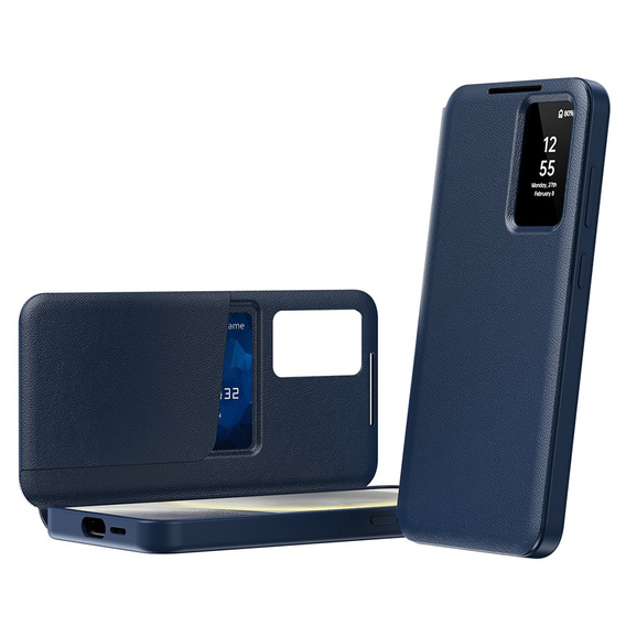 Αναδιπλούμενη θήκη για Samsung Galaxy S24 FE, Smart View Wallet, σκούρο μπλε