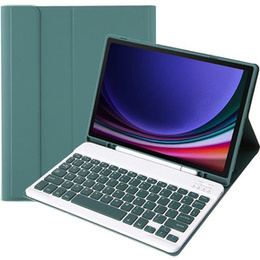 Θήκη + πληκτρολόγιο Samsung Galaxy Tab S9, Leather Pen Slot, σκούρα πράσινη