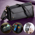 θήκη CASEME για Samsung Galaxy S24 FE, RFID Leather Wallet, με λουράκι ώμου, μαύρη