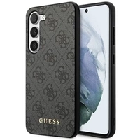 GUESS Θήκη για Samsung Galaxy S24+ Plus, 4G Metal Gold Logo, γκρι