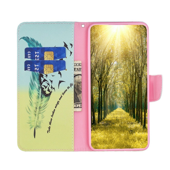 Θήκη με πτερύγιο για Motorola Moto G84 5G, Wallet, feather, μπλε