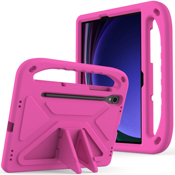θήκη για παιδιά για Samsung Galaxy Tab S10 Lite / S10 FE / S9 FE, με λαβή, ροζ
