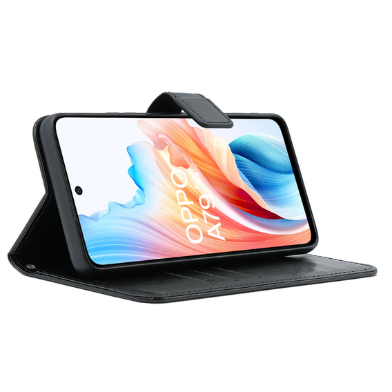 Θήκη με πτερύγιο για Oppo A79 5G, Crazy Horse Wallet, μαύρη