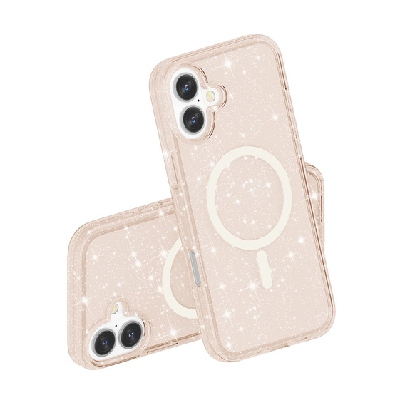 Θήκη για iPhone 17, για MagSafe, glitter, ημιδιαφανές χρυσό