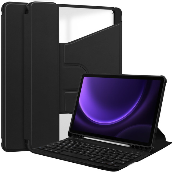 Θήκη πληκτρολογίου για Samsung Galaxy Tab S10 Lite / S10 FE / S9 FE, Rotary 360° Leather, μαύρη