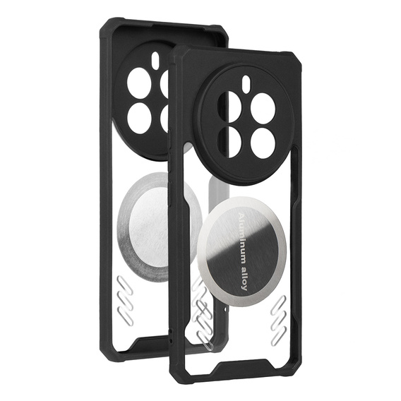 Θήκη για Realme 12 Pro 5G / 12 Pro+ 5G, με μαγνητική πλάκα, διαφανής / μαύρη