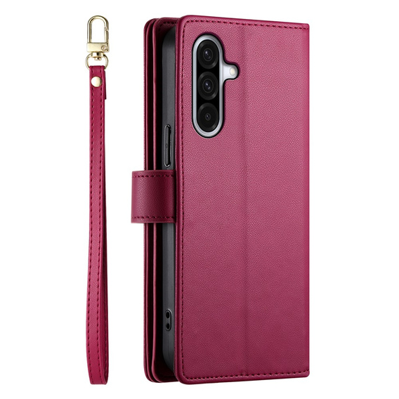 Θήκη πορτοφόλι φερμουάρ τσέπη flip για Samsung Galaxy A17 5G, πορτοφόλι φερμουάρ τσέπη, κόκκινο