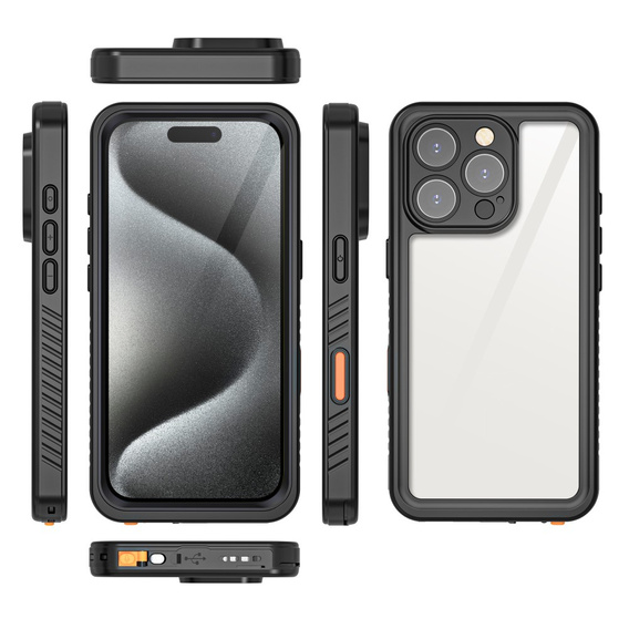 Αδιάβροχη θήκη IP68 για το iPhone 16 Pro, μαύρη