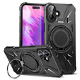 Θήκη για iPhone 16 Plus, θωρακισμένη με βάση και λαβή, μαύρη