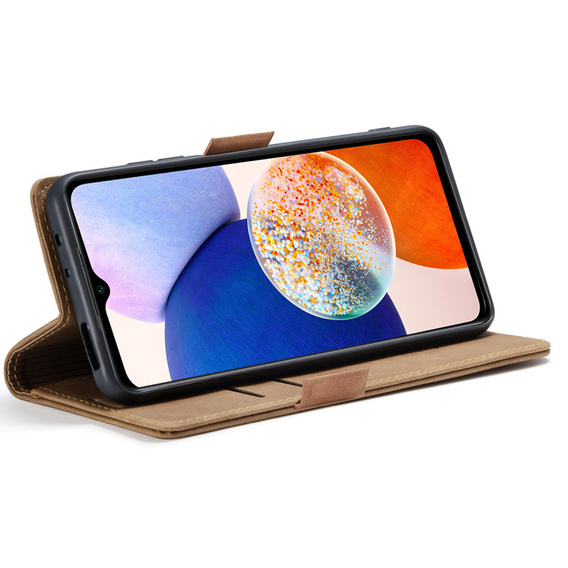 Θήκη για Samsung Galaxy A14 4G/5G, ERBORD Vintage, πορτοφόλι με πτερύγιο, καφέ