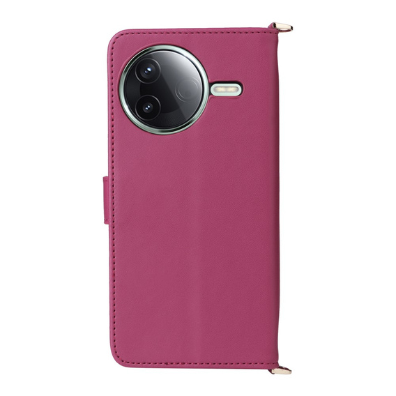 Θήκη με πτερύγιο για Xiaomi Poco F7 Pro / F7 Ultra, Crossbody Leather Wallet, μπορντό