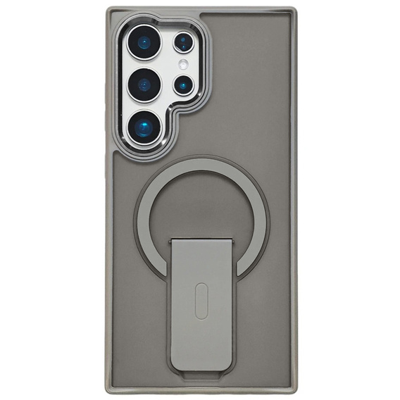 Θήκη για Samsung Galaxy S25 Ultra, Kickstand Matt Case, για MagSafe, γκρι + Γυαλί οθόνης