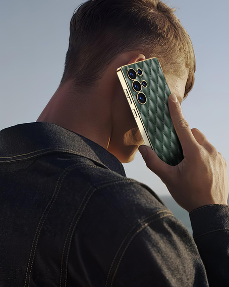 Θήκη για Samsung Galaxy S25 Ultra, Leather Rhombus, πράσινη