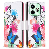 Θήκη με πτερύγιο για Infinix Hot 40i, Wallet, Butterflies λευκή