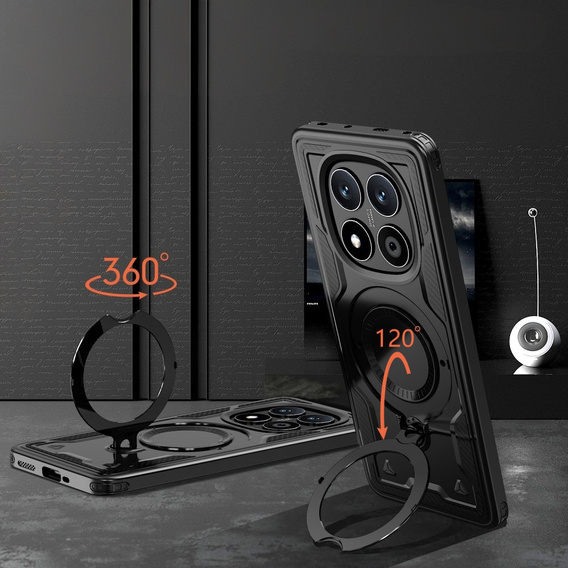 Θήκη για Xiaomi Redmi Note 14 Pro+ 5G, Στρατιωτικό MagSafe, μαύρη + γυαλί 9H