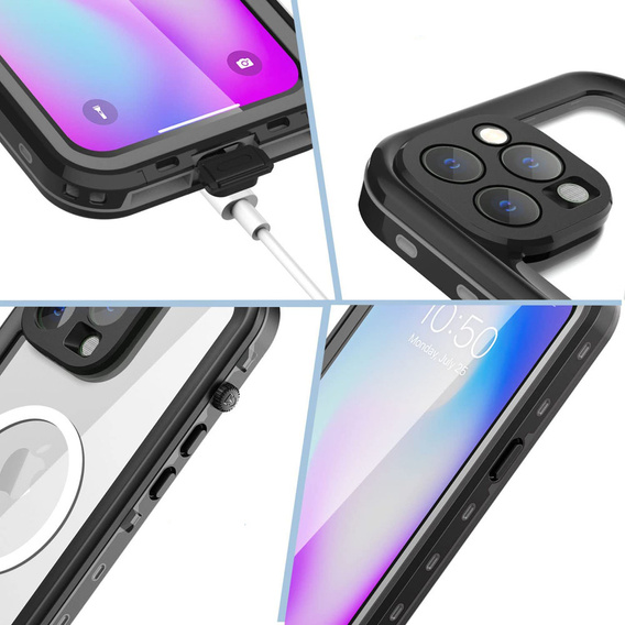 Αδιάβροχη θήκη για iPhone 14 Pro Max, Redpepper, για MagSafe, μαύρη