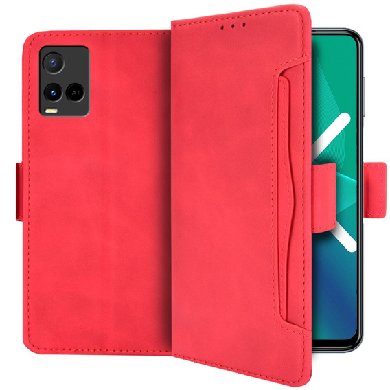 Θήκη με πτερύγιο για Vivo Y21/Y21s/Y33s, Card Slot, κόκκινη