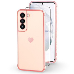 Θήκη για Samsung Galaxy S21, Electro heart, ροζ rose gold + Full Glue Ceramic Glass