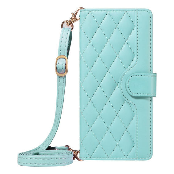θήκη πτερύγιο για Xiaomi Redmi Note 14 Pro 5G / Xiaomi Redmi Note 14 Pro+ 5G / Xiaomi Poco X7 5G, Rhombus Crossbody Leather, πράσινη